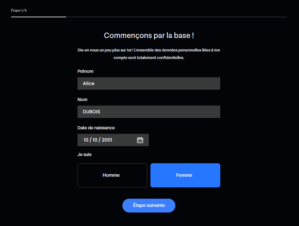 Step 1 - MYM Personal Information