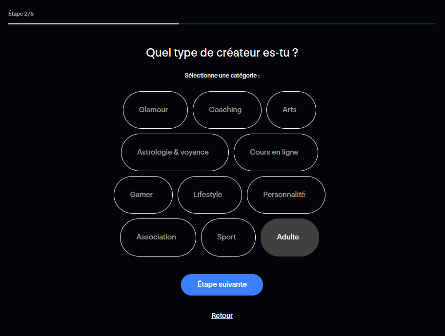 Step 2 - MYM Category Choice