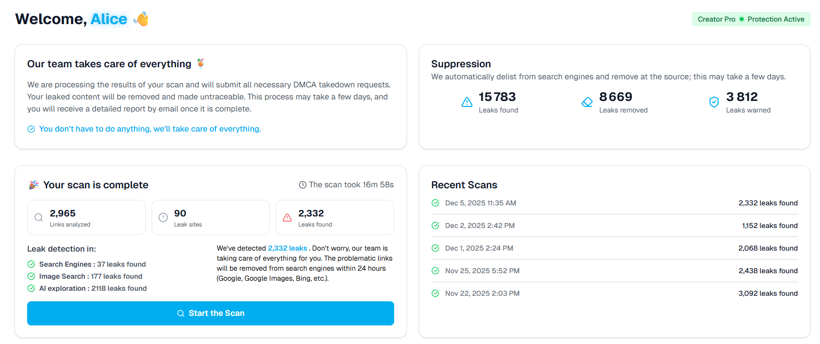 SuppressLeak Dashboard - Automated Leak Scanning