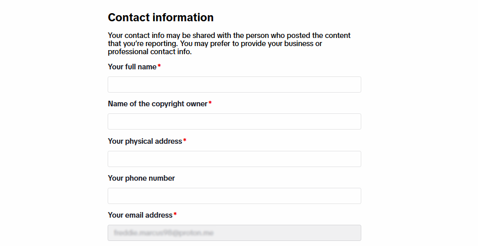 TikTok contact info section