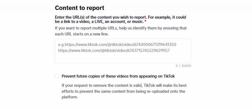 Content to report section