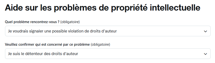 Formulaire DMCA Twitter