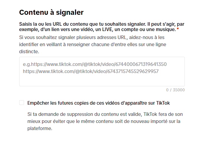 Section contenu à signaler