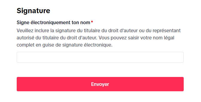 Section signature DMCA TikTok